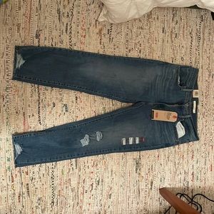 Levi high rise straight blue jeans